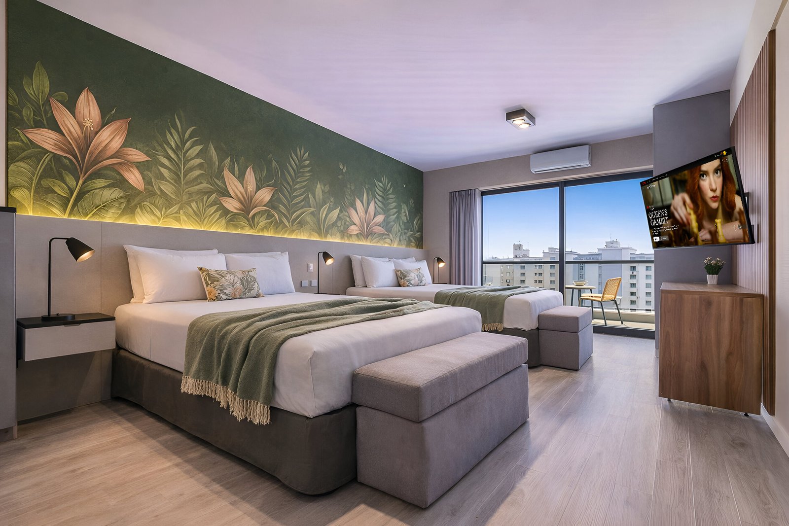 By Corrientes 1940, near Guerrin and the Obelisco, we have this beautiful building with Studios, 1BR and Family Suites