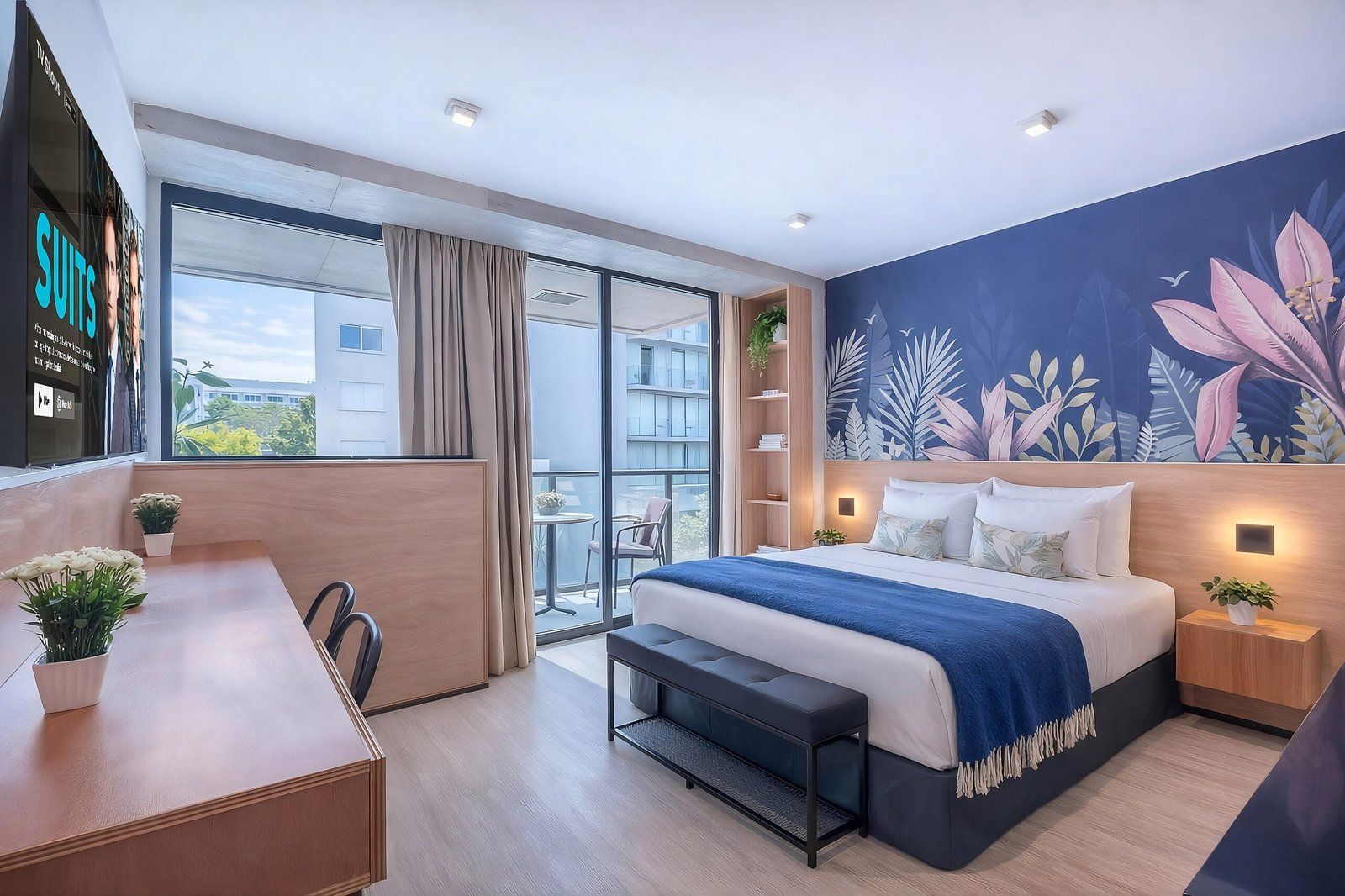 By El Salvador 6057, near magnificent restaurants and in the best area of Palermo Hollywood , we have this beautiful building with Studios, 1BR and Family Suites.
Pool, gym and co-work space